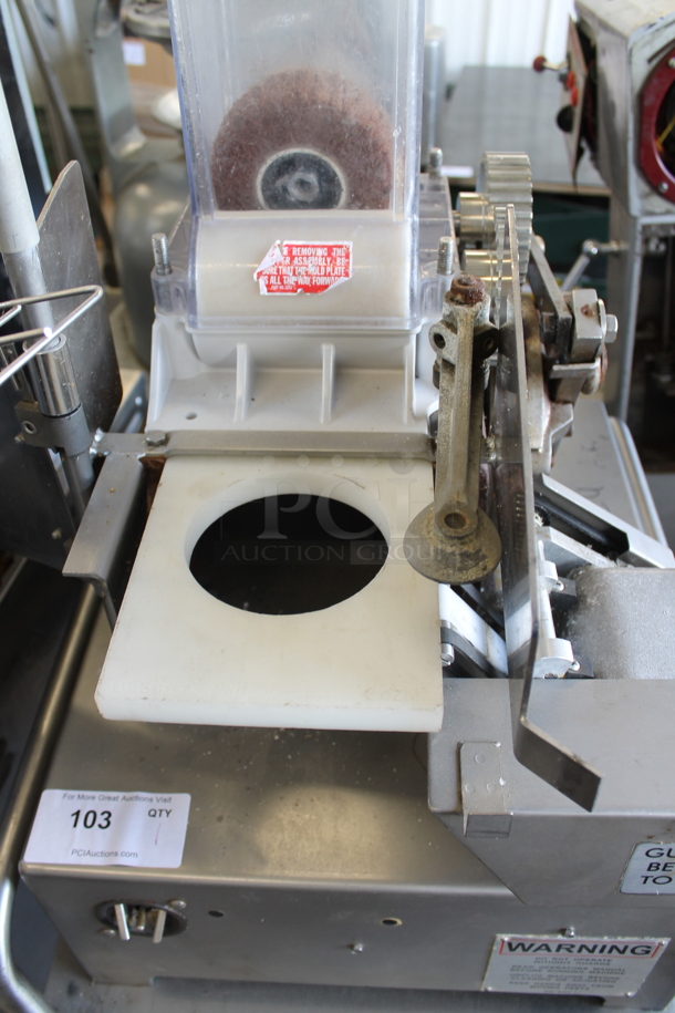 Hollymatic Super Model 54 Stainless Steel Commercial Countertop Patty Former on Stainless Steel Equipment Stand. Tested and Does Not Power On - Image 4 of 7