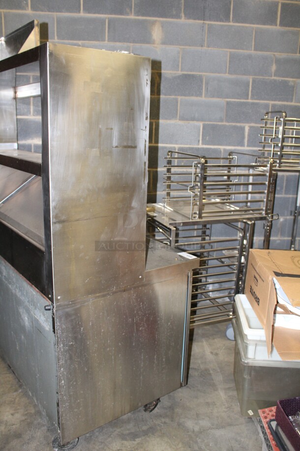 NICE! Delfield 2 Door Refrigerated Prep Table With Overshelves On Casters! 66x32.5x73. 115V/60Hz Working When Pulled!  - Image 7 of 8