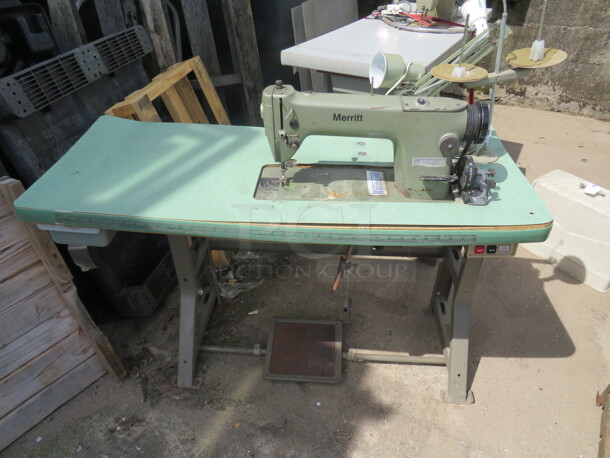 One Merritt Sewing Machine On A Table. #39A3. 48X20X40