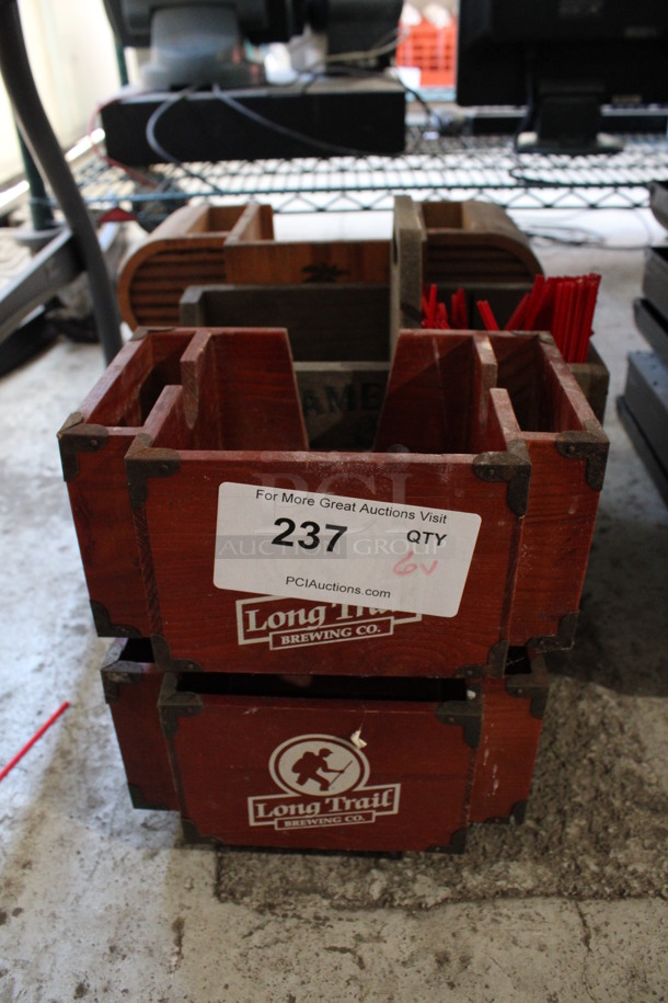 6 Various Wooden Multi Compartment Bins. Includes 9x6x5. 6 Times Your Bid!