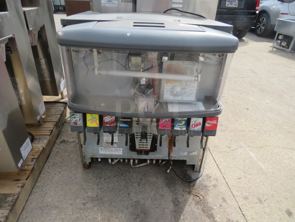 One Lancer 8 Flavor Soda/Ice  Dispenser. Model# DWG-15124A. 31X31X35 - Image 1 of 3