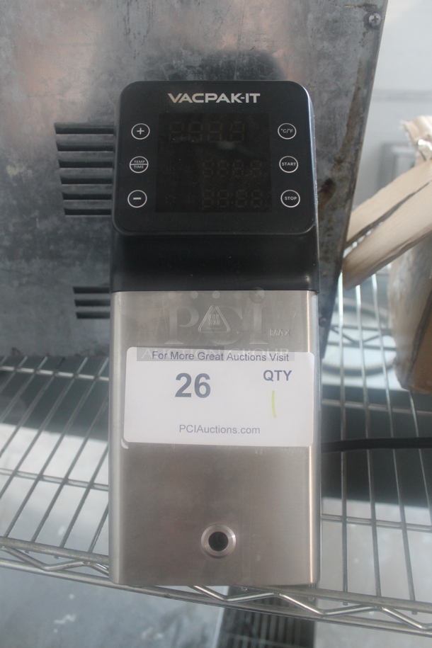 BRAND NEW IN BOX! VacPak-It 186SV08 Stainless Steel Commercial Sous Vide Circulator Head. 120 Volts, 1 Phase. - Image 1 of 4