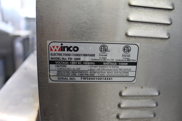 Winco FW-S600 Stainless Steel Commercial Countertop Food Warmer. 120 Volts, 1 Phase. Tested and Working! - Image 7 of 7
