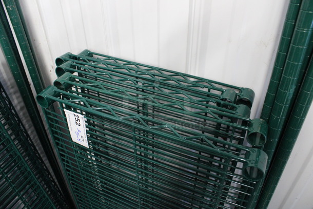 ALL ONE MONEY! Lot of 5 Green Finish Shelves and 4 Green Finish Poles! 48x18x1.5, 75" - Image 2 of 4
