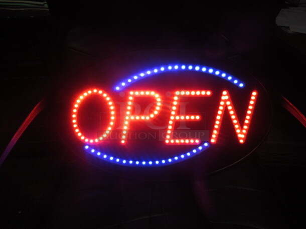 One 21 Inch Oval Lighted OPEN Sign. WORKING!