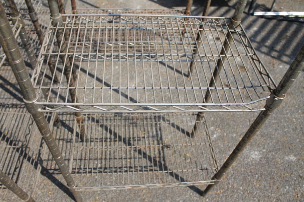 Chrome Finish 4 Tier Wire Shelving Unit. BUYER MUST DISMANTLE. PCI CANNOT DISMANTLE FOR SHIPPING. PLEASE CONSIDER FREIGHT CHARGES. - Image 2 of 4