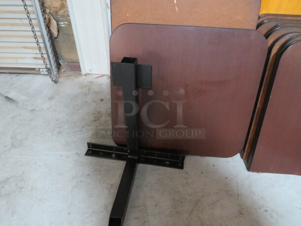 One Brown Laminate Booth Table Top With A Wall Mount Base. 24X26 - Image 1 of 1