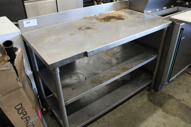 Stainless Steel Table w/ Back Splash and 2 Metal Under Shelves. 47x22x38.5 - Image 2 of 3