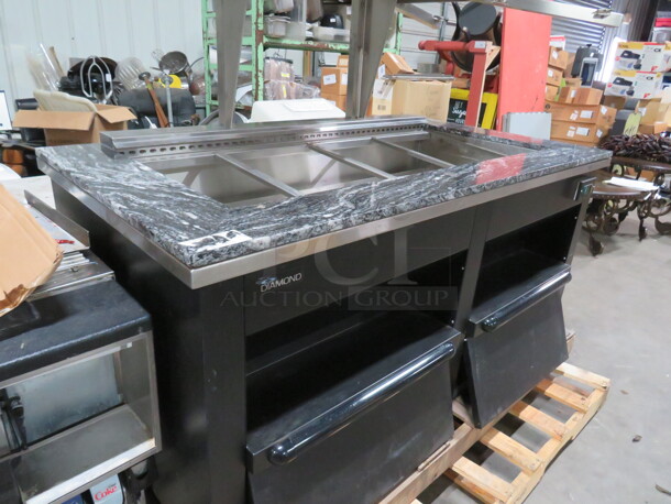 One NEW Diamond Stainless Steel Commercial Buffet Station With Sneeze Guard Frame, No Glass. 120 Volt. No Power Cord. Black/White Granite Top. 65X32.5X51.5. - Image 3 of 3