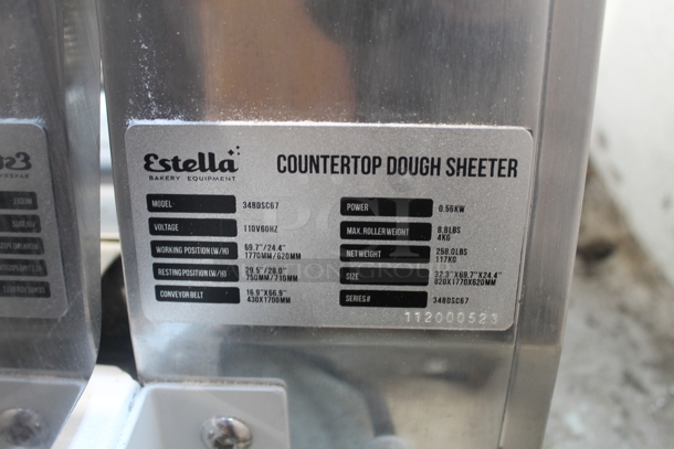 Estella 348DSC67 Commercial Stainless Steel Electric Countertop Reversible Dough Sheeter. 110V. Tested and Working! - Image 7 of 8