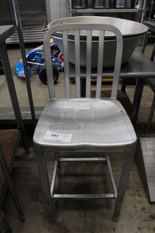 Gray Metal Bar Height Chair. 15.5x15x36.5