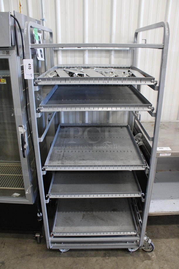 Gray Metal Transport Rack on Commercial Casters. 28.5x32x68