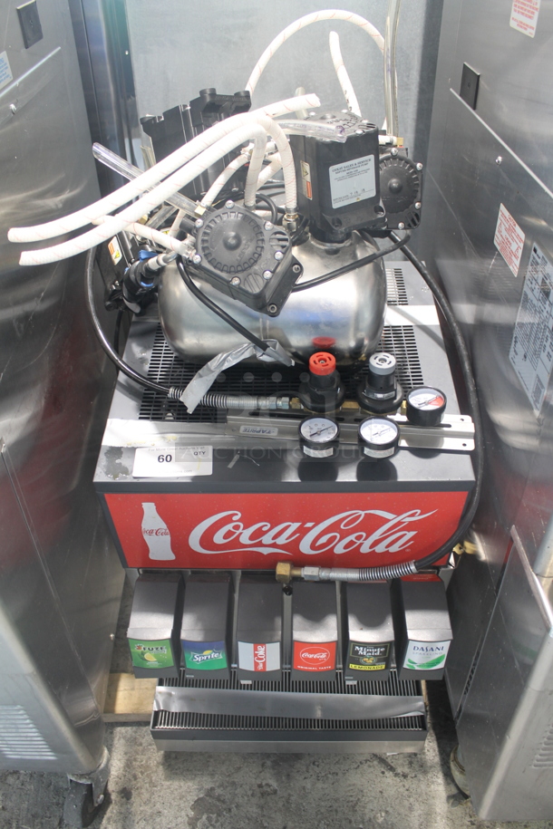 ALL ONE MONEY! Commercial Stainless Steel Electric Countertop 6 Drink Dispenser Unit With Key and McCanns E300197 Carbonator! - Image 1 of 12