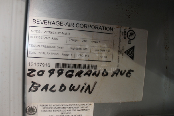 Beverage-Air WTR67AHC-MM-B Commercial Stainless Steel Worktop Including Kegerator With 10 Flavor Beer Tower And 2 Door Black Refrigerated Base. 115V, 1 Phase. Tested and Working! - Image 7 of 9