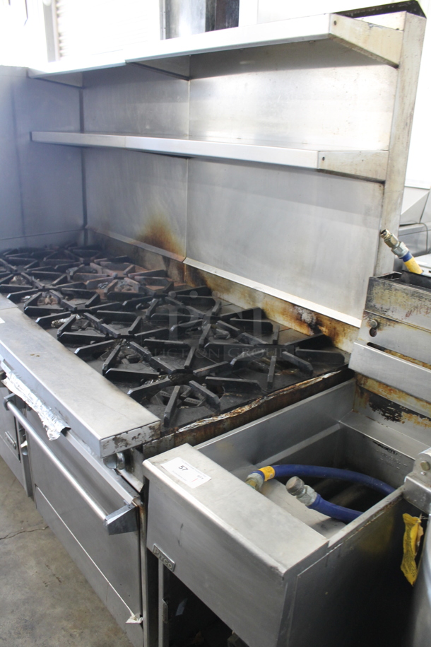 Jade Range JTHR-6-36C Stainless Steel Commercial Natural Gas Powered 6 Burner Range w/ Convection Oven, 2 Tier Over Shelf and Back Splash on Commercial Casters. 35,000 BtU. - Image 3 of 7