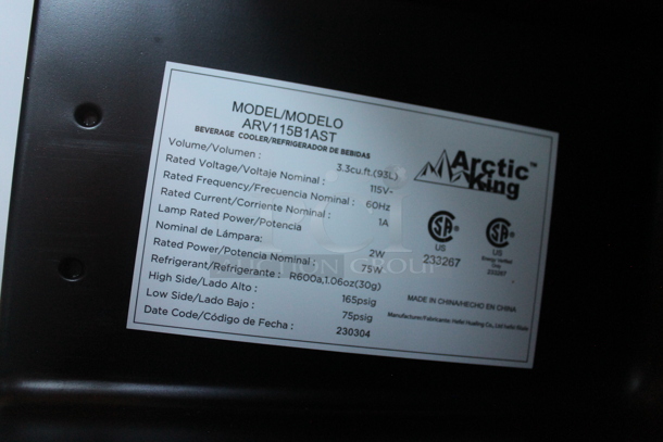 Arctic King ARV115B1AST Metal Mini Cooler Merchandiser. 115 Volts, 1 Phase. Tested and Powers On But Does Not Get Cold - Image 3 of 4
