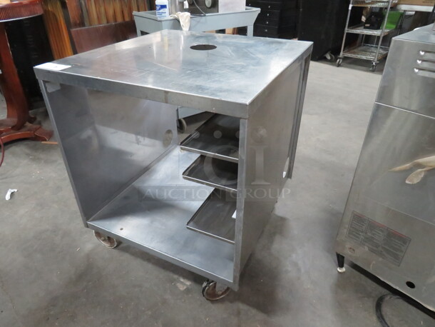One Stainless Steel Cabinet With SS Under Shelf On Casters. 29X28X33 - Image 4 of 4