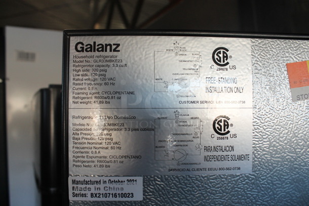 Galanz GLR33MBKE23 Metal Mini Cooler. 115 Volts, 1 Phase. Tested and Working! - Image 5 of 5