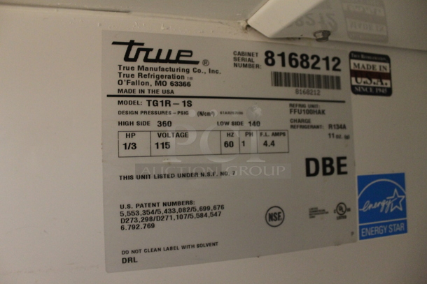2015 True TG1R-1S Commercial Stainless Steel Single Solid Door Reach-In Cooler With Polycoated Shelves. 115V, 1 Phase. Tested and Working! - Image 5 of 5