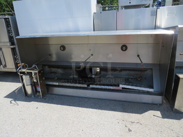 One Aerolator Stainless Steel Hood System With Filters, Lights, Piping, And Ansul Tank And Box. #ASW2. 108X48X24 - Image 1 of 5