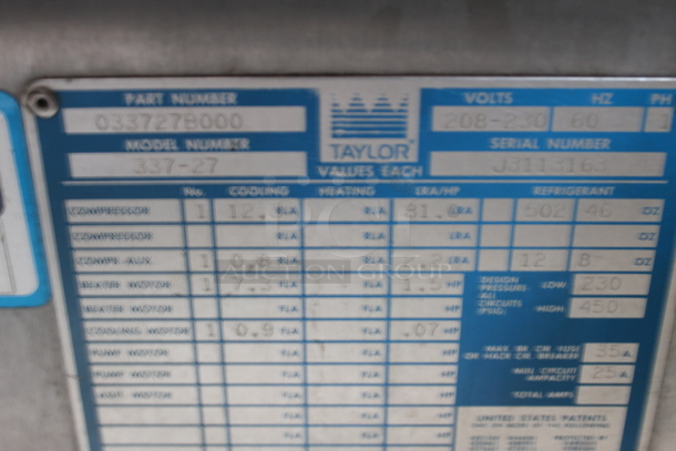 Taylor 337-27 Commercial Stainless Steel Electric Countertop Air Cooled Soft Serve Ice Cream Machine With 2 Hoppers. 208-230V, 1 Phase. - Image 4 of 5