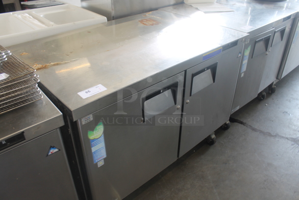 Everest ETBR2 Stainless Steel Commercial 2 Door Undercounter Cooler on Commercial Casters. 115 Volts, 1 Phase. Tested and Working! - Image 1 of 6