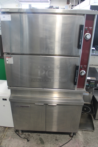 Cleveland GCX-16S Stainless Steel Commercial Natural Gas Powered 2 Deck Steam Cabinet. 300,000 BTU.
