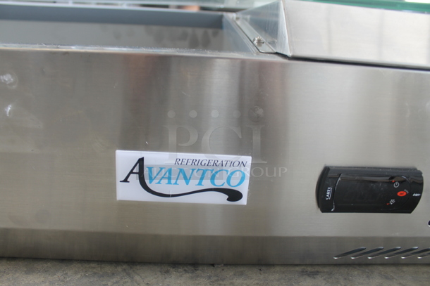 BRAND NEW SCRATCH AND DENT! Avantco 360CPT60 Stainless Steel Commercial Countertop Refrigerated Rail w/ Glass Sneeze Guard Pieces. 115 Volts, 1 Phase. Tested and Working! - Image 5 of 7