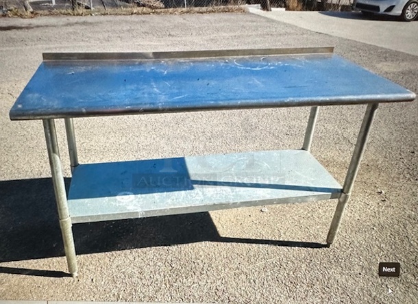 One Stainless Steel Table With Under Shelf. 60X24X37 - Image 1 of 2
