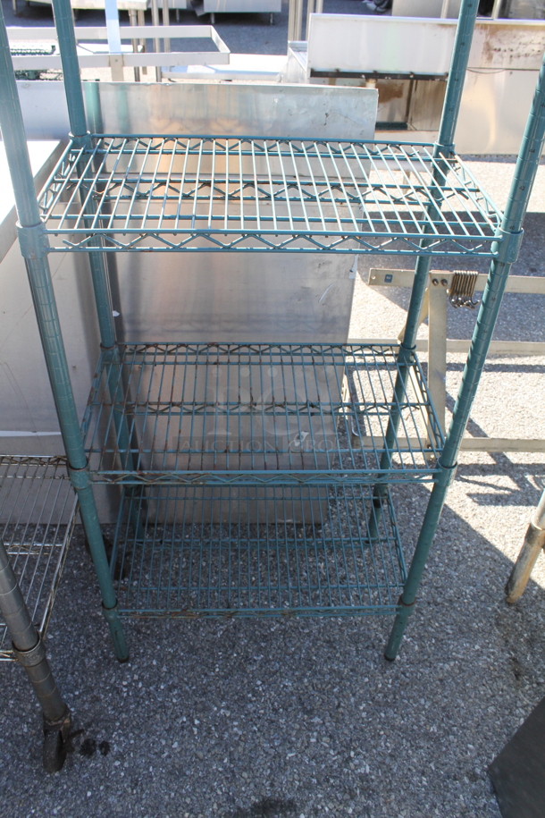 Green Finish 4 Tier Wire Shelving Unit. BUYER MUST DISMANTLE. PCI CANNOT DISMANTLE FOR SHIPPING. PLEASE CONSIDER FREIGHT CHARGES.
  - Image 2 of 3