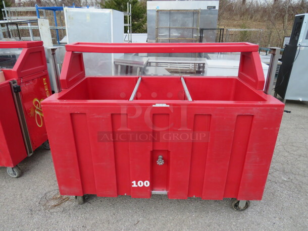 One IRP Elite Beverage Cart/Kiosk With 3 Wells, Over Shelf On Casters. Model# IRP-2043. 60X30X50  - Image 3 of 3