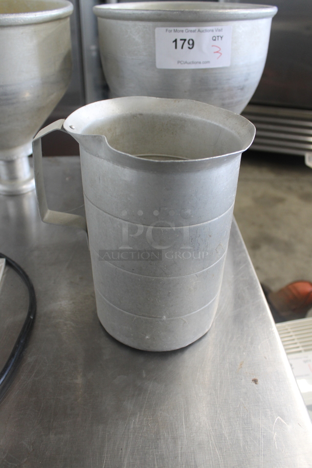 ALL ONE MONEY! Lot of 3 Metal Items; 2 Dough Dropper Hoppers and 1 Pitcher. - Image 6 of 9