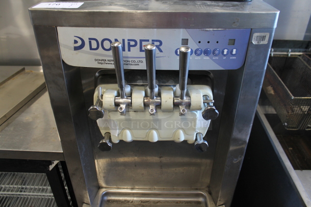Donper Stainless Steel Commercial Floor Style Air Cooled 2 Flavor w/ Twist Soft Serve Ice Cream Machine on Commercial Casters. 208-250 Volts, 1 Phase. - Image 2 of 6