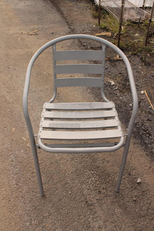 10 BRAND NEW SCRATCH AND DENT! Gray Metal Outdoor Patio Chairs w/ Arm Rests. 10 Times Your Bid! - Image 2 of 3