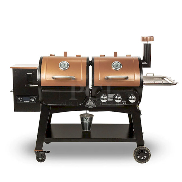 PIT BOSS Charleston Wood Pellet & Gas Combo Grill. Pellet Side Temperature Range Of 180˚ To 500˚F, (2) Temperature-Reading Stainless Steel Meat Probes Included, Simple Slide-Plate Flame Broiler With Easy-Pull Direct/Indirect Heat Lever.
62