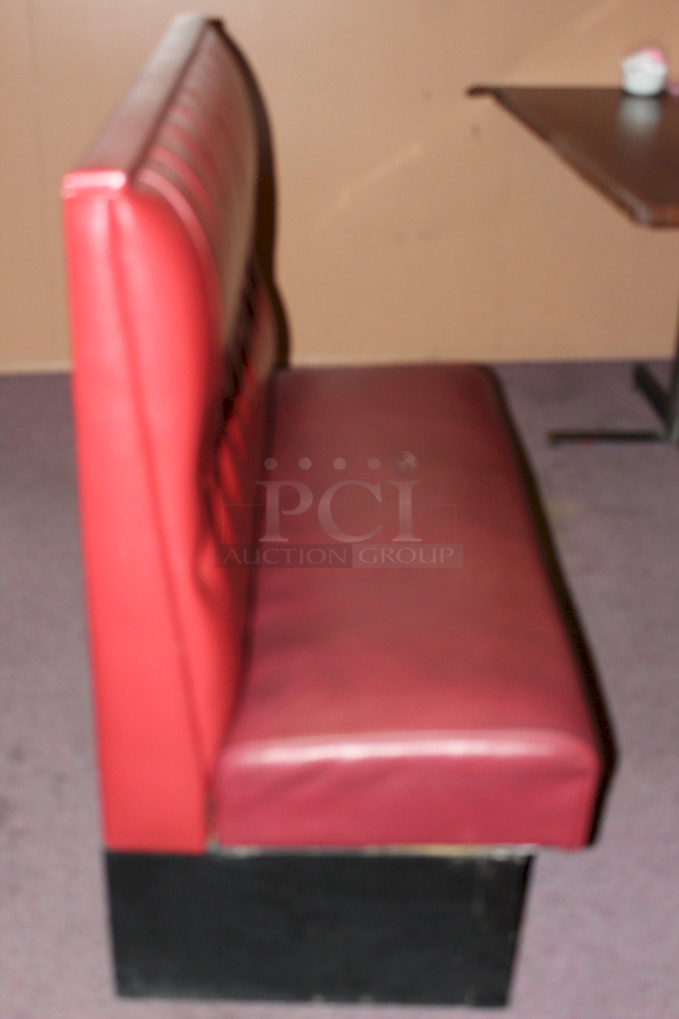 High Quality! Ruby Red Single Button Tufted Booth Seating, Fully Upholstered, Heavy Duty Hardwood Frame and Removable Seat- 46x23x42  - Image 3 of 4