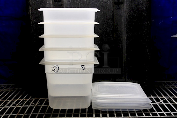 NICE! Cambro 66PP190 1/6 Size 2.4 qt. Translucent Polypropylene Food Pans With Lids - 6