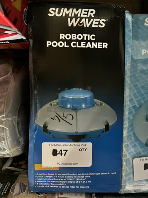 OUTSTANDING!! Summer Waves Robotic Pool Cleaner, Cordless & Rechargeable, 45 Minutes Approx. Battery Runtime. Cleans An Area Up To 500 Square Ft. Manufacturer Part Number P56000024
 - Image 2 of 3