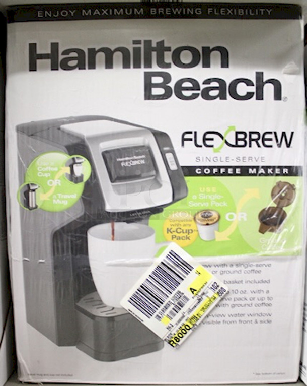 Hamilton Beach FlexBrew 1-Cup Black Single Serve Coffeemaker with Removable Water Reservoir. Option: Use Cup Or Tumbler. 