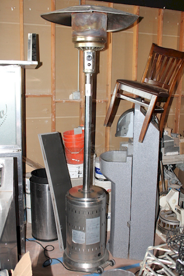 AmazonBasics 61825 46,000 BTU Outdoor Propane Patio Heater with Wheels, Commercial & Residential - Stainless Steel, 94" Tank Included.  - Image 1 of 3