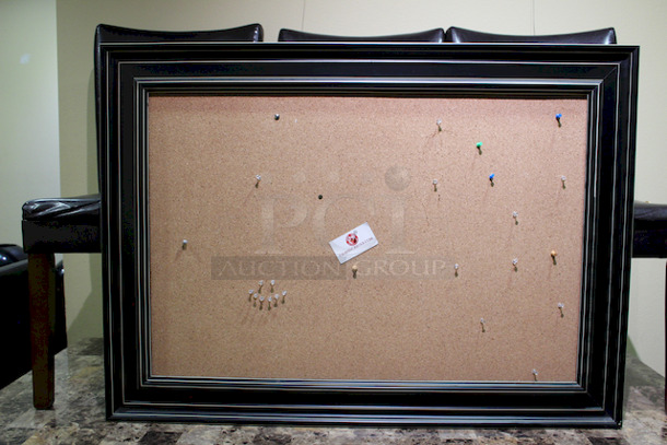Wood Framed Cork Pin Board For Business Cards. 