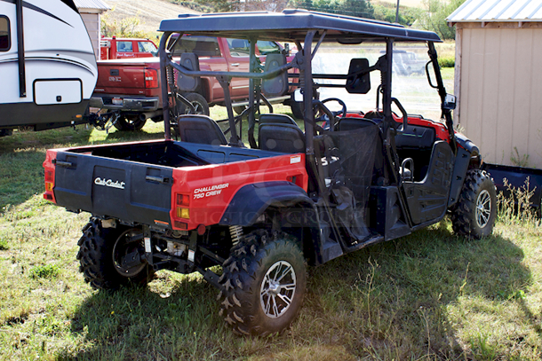Club Cadet Model#: 37AY8CMD710 Challenger 750 Crew UTV With Attached Plow!! TESTED! RUNS GREAT!! 4x4 - 1200lbs Tow Capacity - 735cc Engine - Hard-Top Roof - Quick-Release Windshield - Front-Mount Winch - Digital Dash Display - Bumper Guard - Large Profile 26" Off-Road Tires - Dump Bed
 - Image 8 of 12