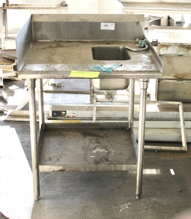 A LITTLE DUSTY BUT, SOLID!! Stainless Steel (1) Compartment Sink With Undershelf. 