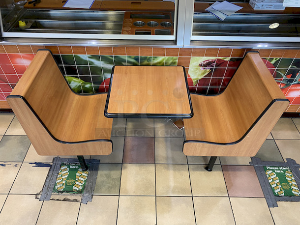 AMAZING! Plymold Attached Booth Seating. 69"x24"x35-1/2"  Tabletop - 24"x23" - Image 3 of 6