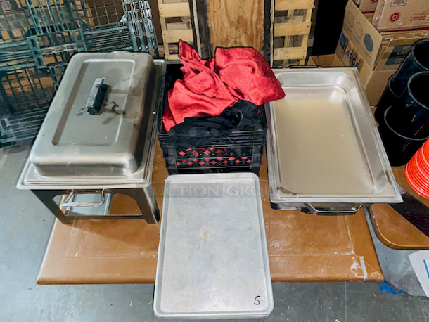 ALL FOR 1! Includes Everything Except The Rack.  Some of The Items Include: 20 Hole Cupcake/Muffin Pan, Syrup Merchandisers, Dough Scale, Variety of Pans and Containers, Lids, Bread Pan, Tongs, Ice Scoops, Chaffers, Full Size Baking Sheets PLUS MUCH MORE!! 
 - Image 6 of 12