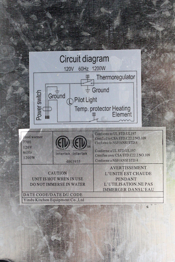 Avantco 7700 2 Well Wood Warmer, 120v/1200W/60Hz. In working Condition.  - Image 5 of 5