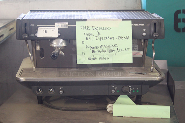 FAEMA E91-Diplomat 2 Head Espresso Machine. Needs Some Parts. 208/220V, 60 Hz. 