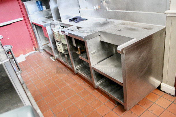 NICE! Stainless Steel Back Bar With Soda Fountain Cabinet, Sink, Glass Racks, Soda Fountain, Ice Chest With Cold Plate. 