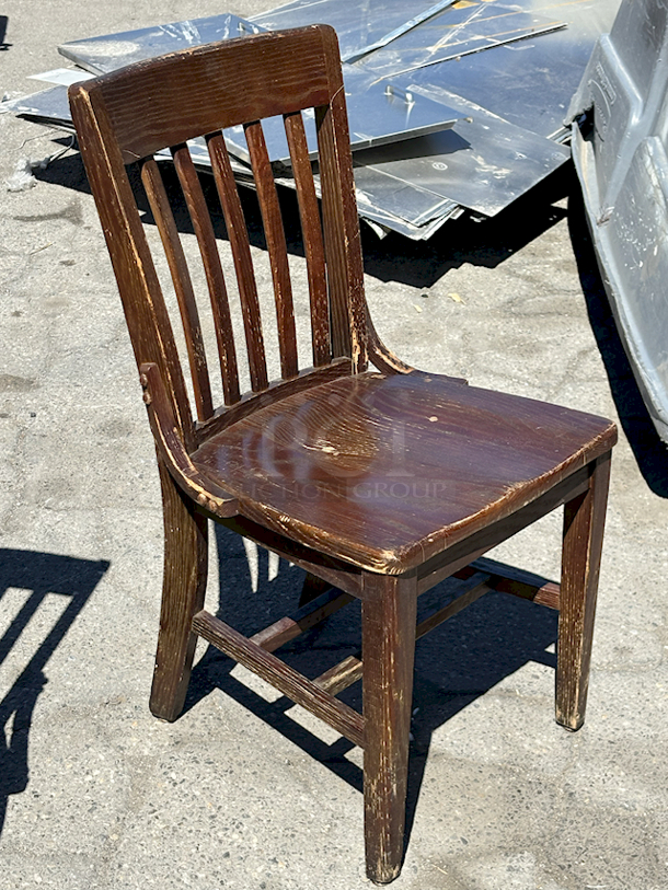 SOLID WOOD! Dining Chairs - Vertical Slat School House Style. 2x Your Bid - Image 1 of 7