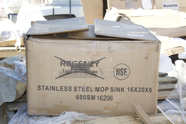 BRAND NEW SCRATCH & DENT! Regency 25" 16-Gauge Stainless Steel One Compartment Floor Mop Sink - 20" x 16" x 6" Bowl - Image 9 of 9